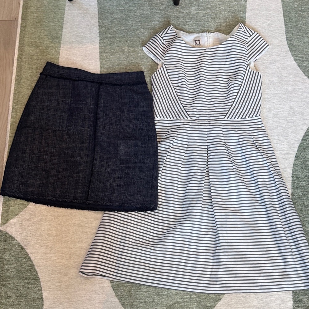 Banana Republic Navy Skirt and Anne Klein stripped dress